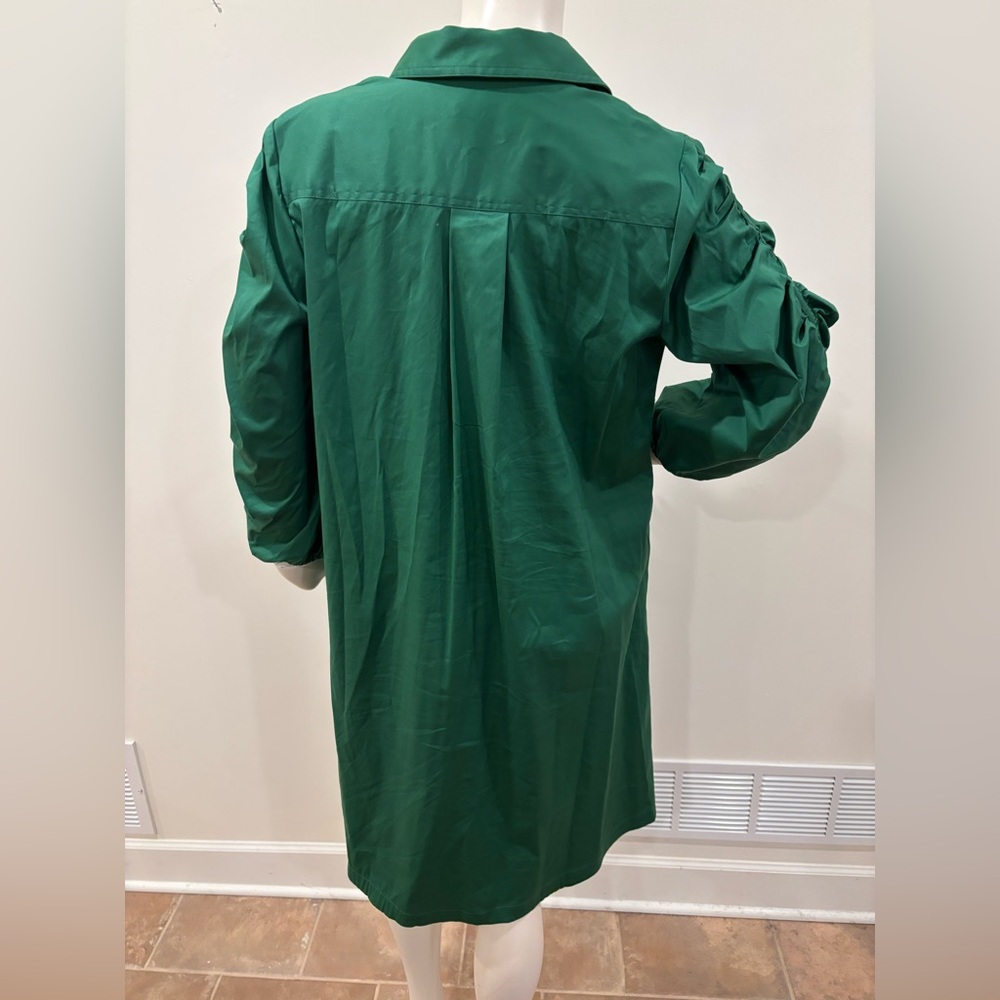 Chico’s Green Cotton Blend Pleated Sleeve Popover Shirt Dress, 1 (size 8) - Picture 7 of 10